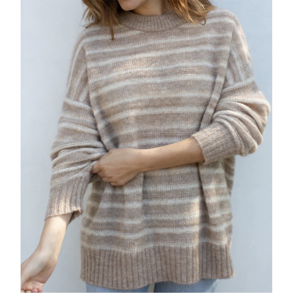 Jenni Kayne Cocoon Crewneck Sand Stripe sweater. New with tags.